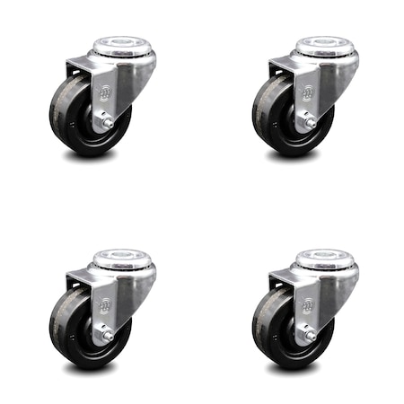 3 Inch Phenolic Wheel Swivel Bolt Hole Caster Set